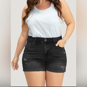 Kancan black high rise distressed shorts